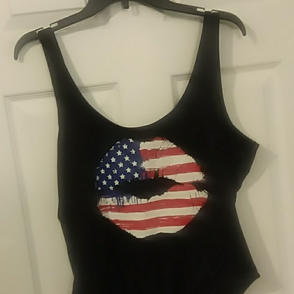 U.S.A ROCKS BLACK BATHING SUIT - Picture 2 of 5